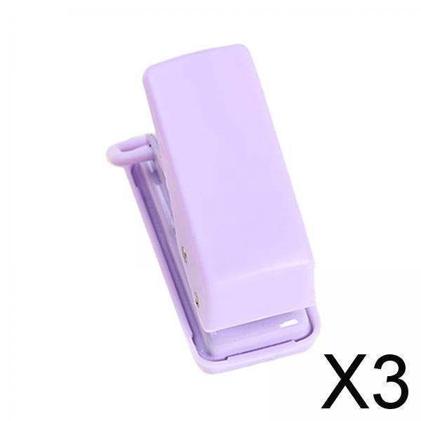 3xMini Single Hole Puncher Punch Handheld for Paper Handcraft Clipboard Sturdy Purple