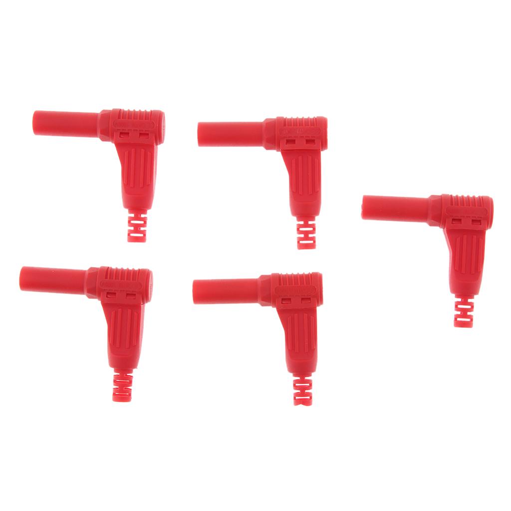 5Piece 4mm Right Angle Banana Male Plug for Multimeter Pen Line Red