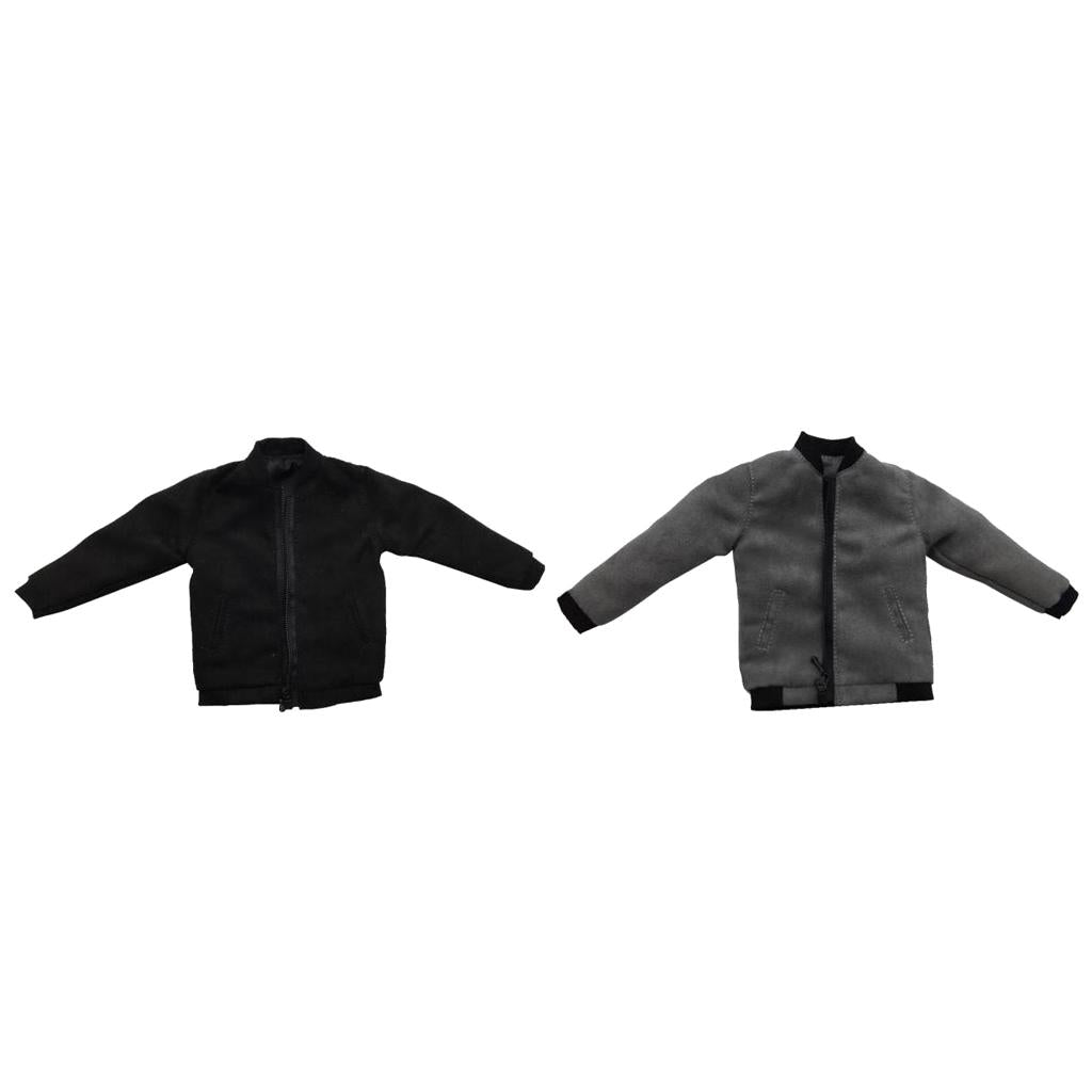 2 Pieces 1/6 Scale Mens Zip Up Jacket for 12'' Action Figure