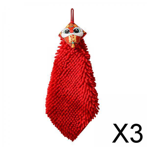 3xDragon Year Hanging Hand Towel Bath Towel 2024 Chenille Absorbent Soft Towel Style B