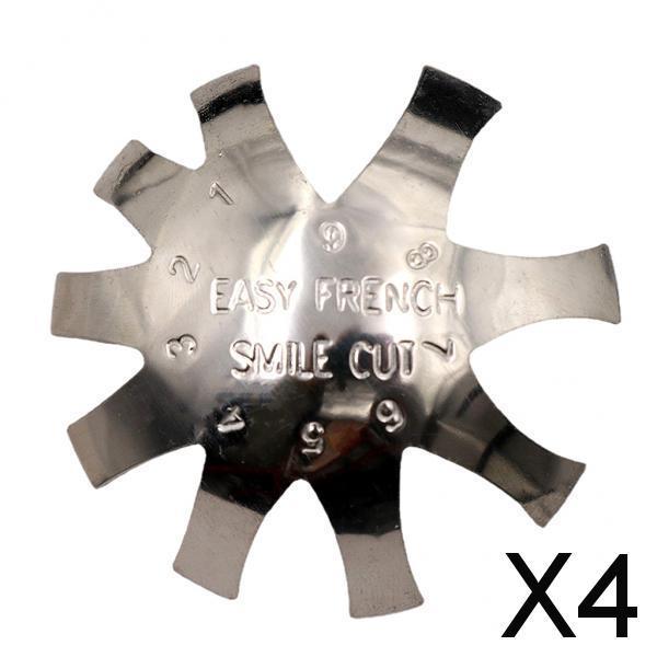 4xEasy French Tip Trim Edge Trimmer Cutter Stencil Nail Art Tool Silver