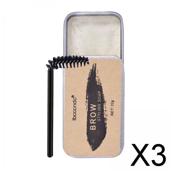 3x20G W/ Brush Natural Kit Long Lasting Eyebrow Soap Wax for Beauty Women