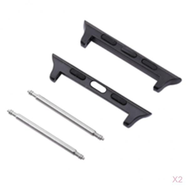 2 Pairs Watch Band Adapter For Apple Watch 4 Strap Connector 44mm Black