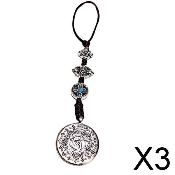 3xTibetan Shamans Buddhism Copper Mirror Amulet Pendant Necklace Hanging 43mm