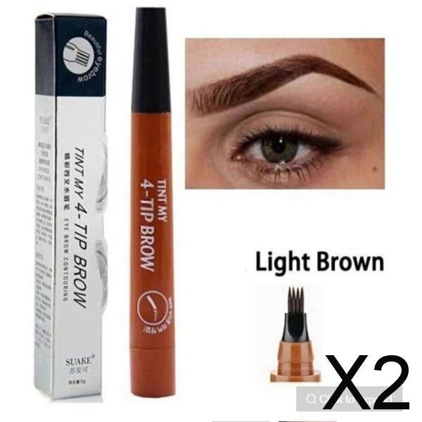 2xTattoo Eyebrow Pen Water-proof Brow Gel Tint Fork Tip Long Last Liner