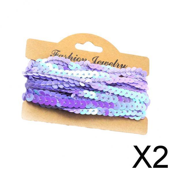 2x5Yd Sequins Paillette Ribbon Trim Braid Trim Lace DIY Sewing Clothing Purple