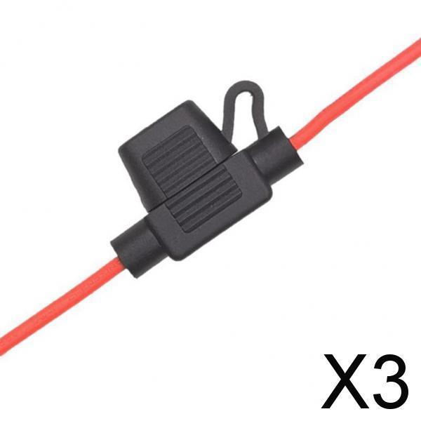 3xFuse Holder 20A Damp Black Protective 14 AWG Wire for Boats Trucks Cars