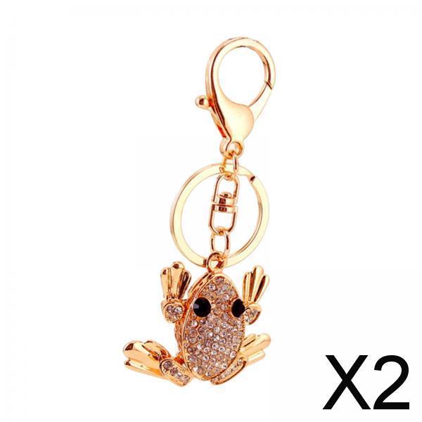 2xFrog Bling Keychains Sparkling 3D Golden Bling Key Rings Holder for Women Girls