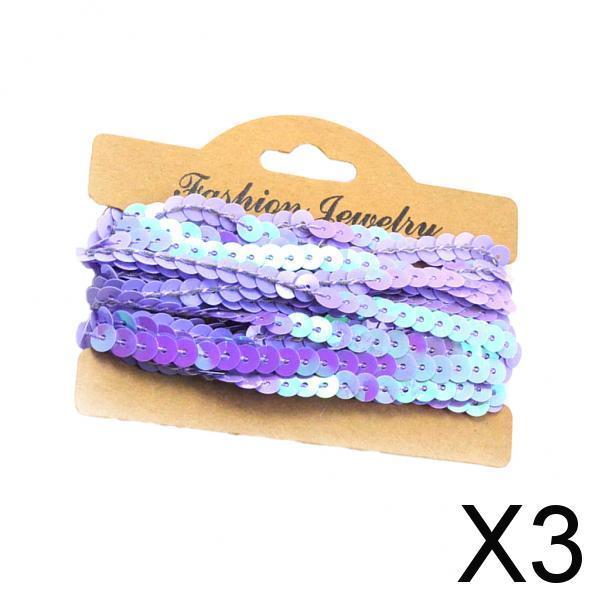 3x5Yd Sequins Paillette Ribbon Trim Braid Trim Lace DIY Sewing Clothing Purple