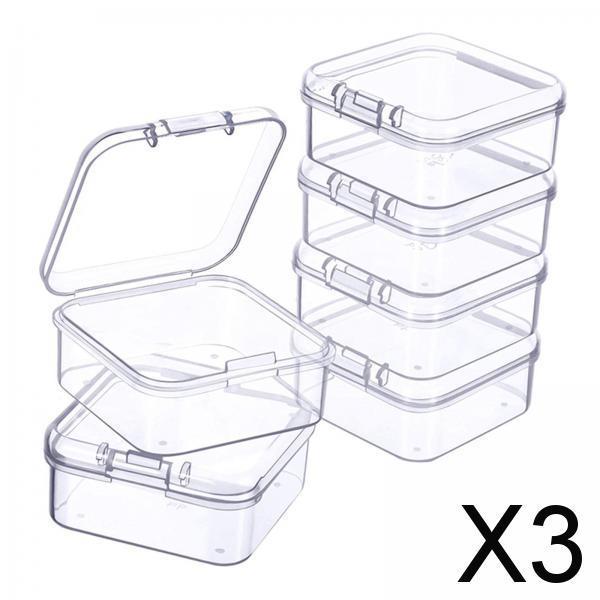 3x6x Mini Jewelry Storage Box Transparent Square with Lid for Earplugs Crafts M
