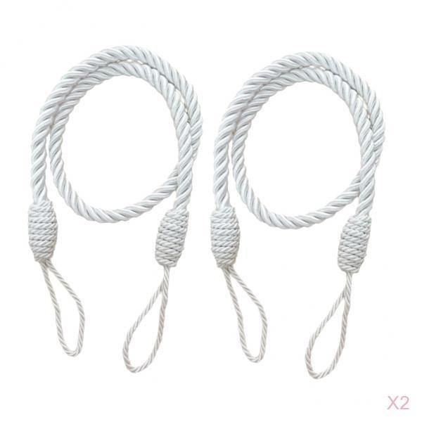 4 PCS Rope Curtain Drape Tiebacks Tassel Living Room Bedroom White 1
