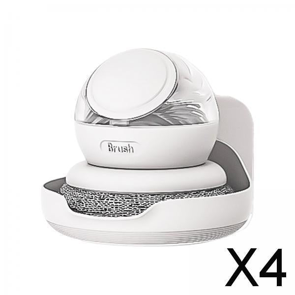 4xKitchen Soap Dispensing Brush Pressing Cleaning Brush for Restaurant White