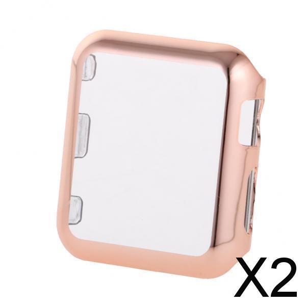 2xPlastic Case Protector Cover For Apple Watch Series 2 iWatch 42mm Rose Gold
