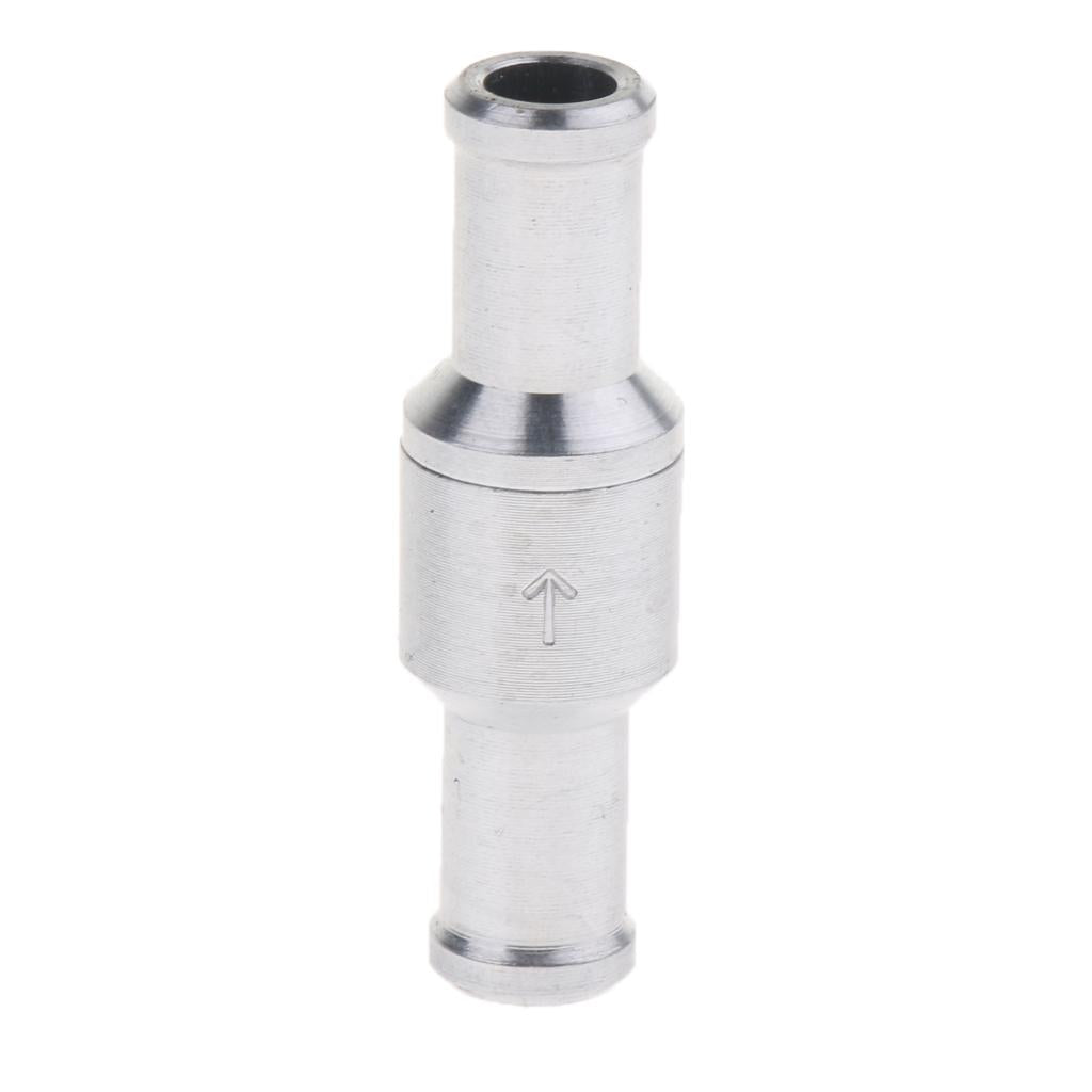 Aluminum Alloy Fuel Non Return Check Valve One Way Petrol Diesel Silver 10mm