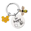 Bee Keychain Inspirational Keyring Gifts - Bee Keyrings, Bee Charm, Honey Key Ring, Cute Bee Accessory Keyrings, Bee Happy Keychain Gifts for Men Women Boys Girls Bag Purse Wallet Handbags Backpack