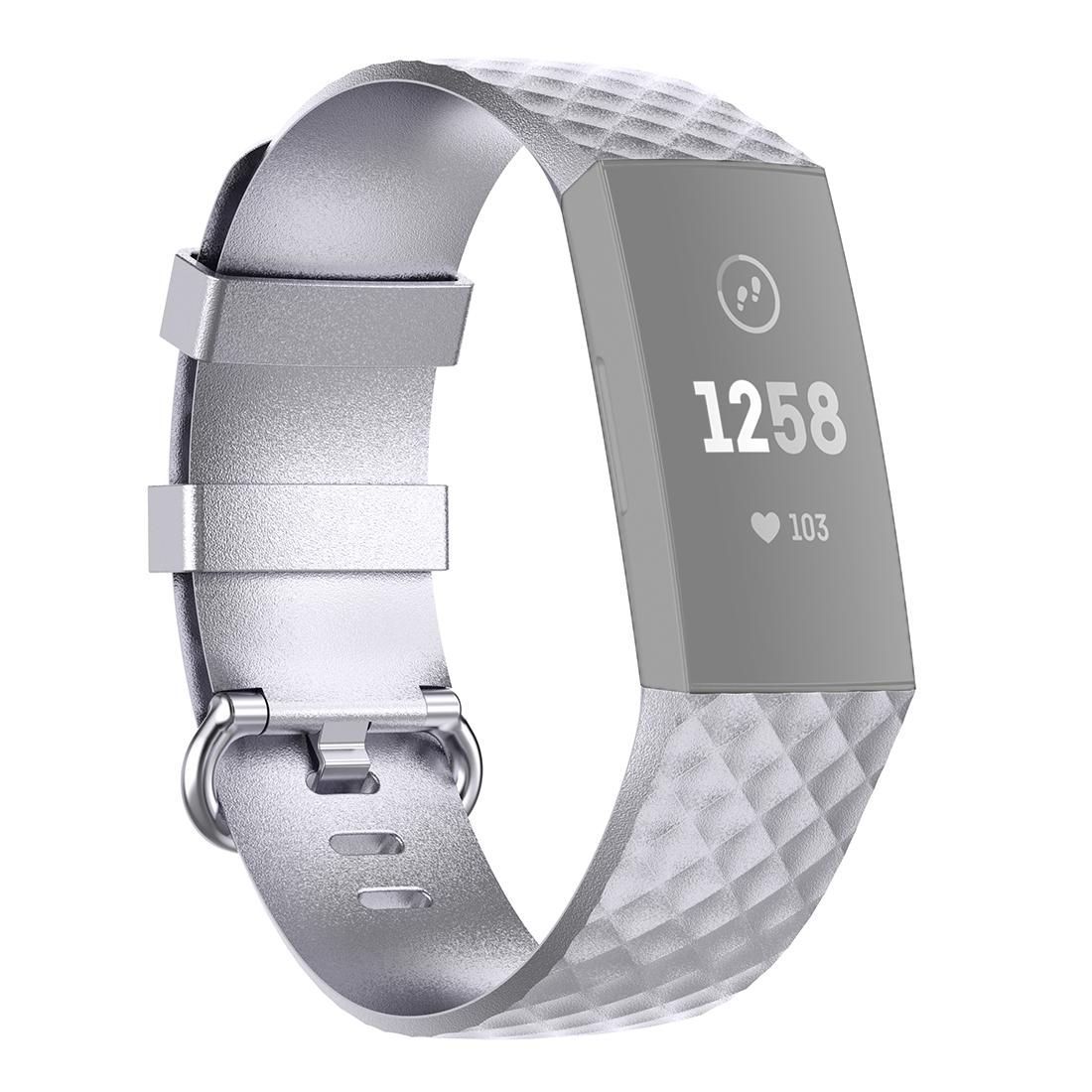 Color Buckle TPU Wrist Strap Watch Band for Fitbit Charge 4 / Charge 3 / Charge 3 SE, Size: L (Silver)