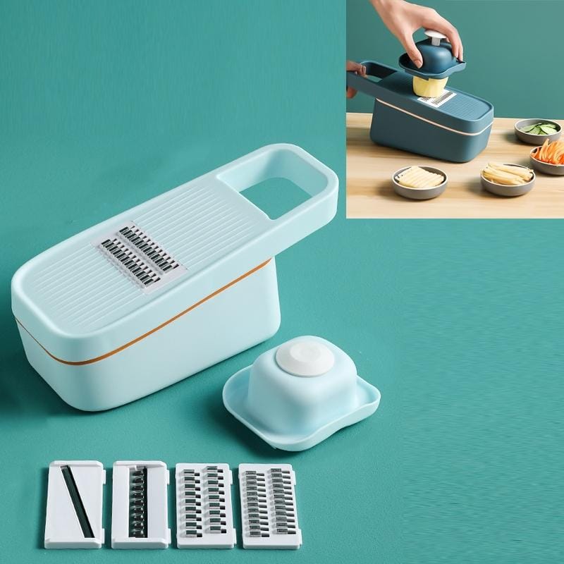 Multifunctional Vegetable Cutter Household Stainless Steel Wire Grater Potato Slicer Grater (Light Blue)