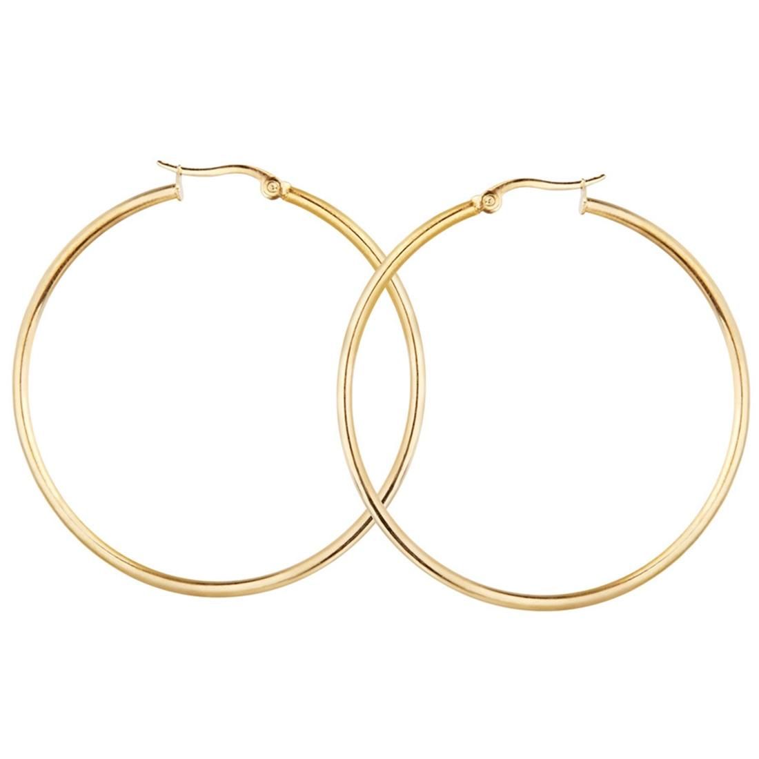 Women Wedding Fashion Jewelry Titanium Steel Hoop Earrings, Diameter: 50mm (Gold)