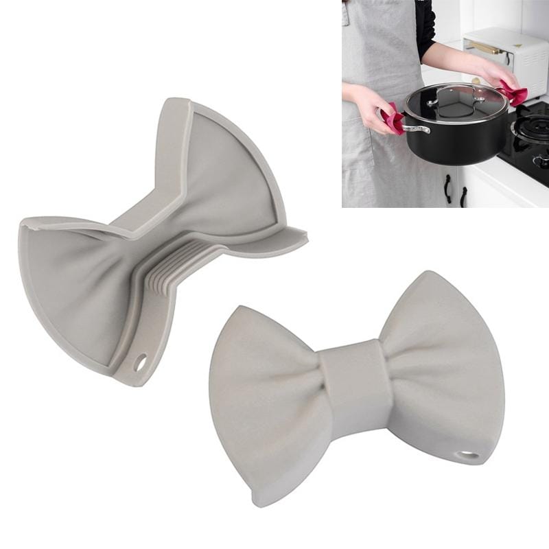 4 Pairs Bowknot Silicone Insulation Clip Creative Kitchen Practical Gadgets (Gray)