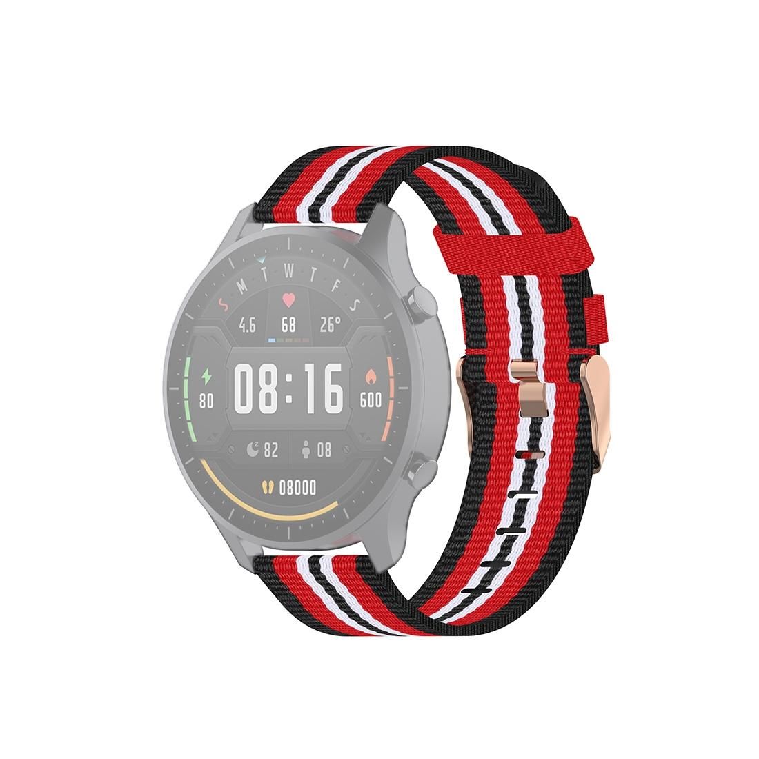 For Xiaomi Watch Color 22mm Nylon Denim Wrist Strap Watchband (Black and Red)