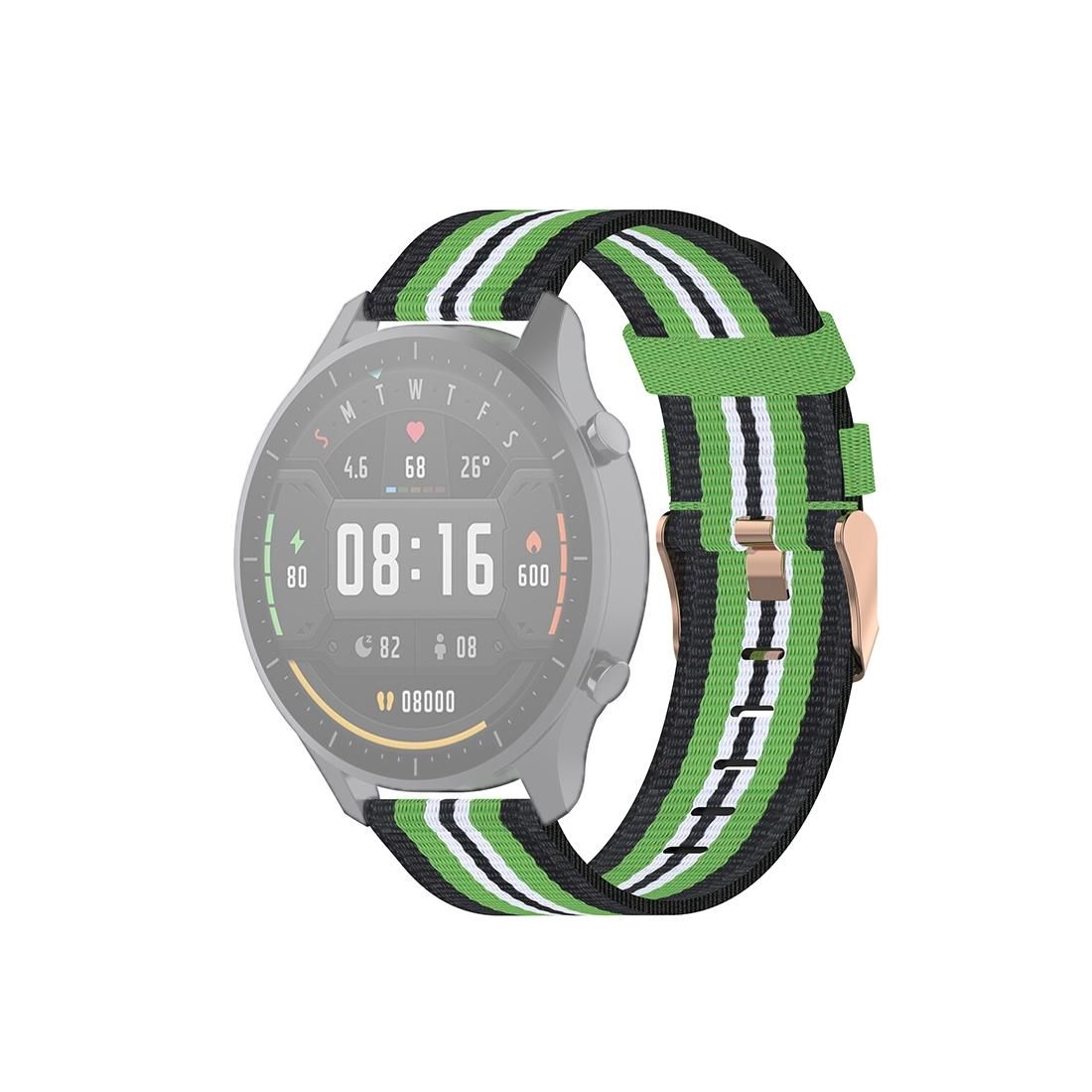 For Xiaomi Watch Color 22mm Nylon Denim Wrist Strap Watchband (Black and Lime)