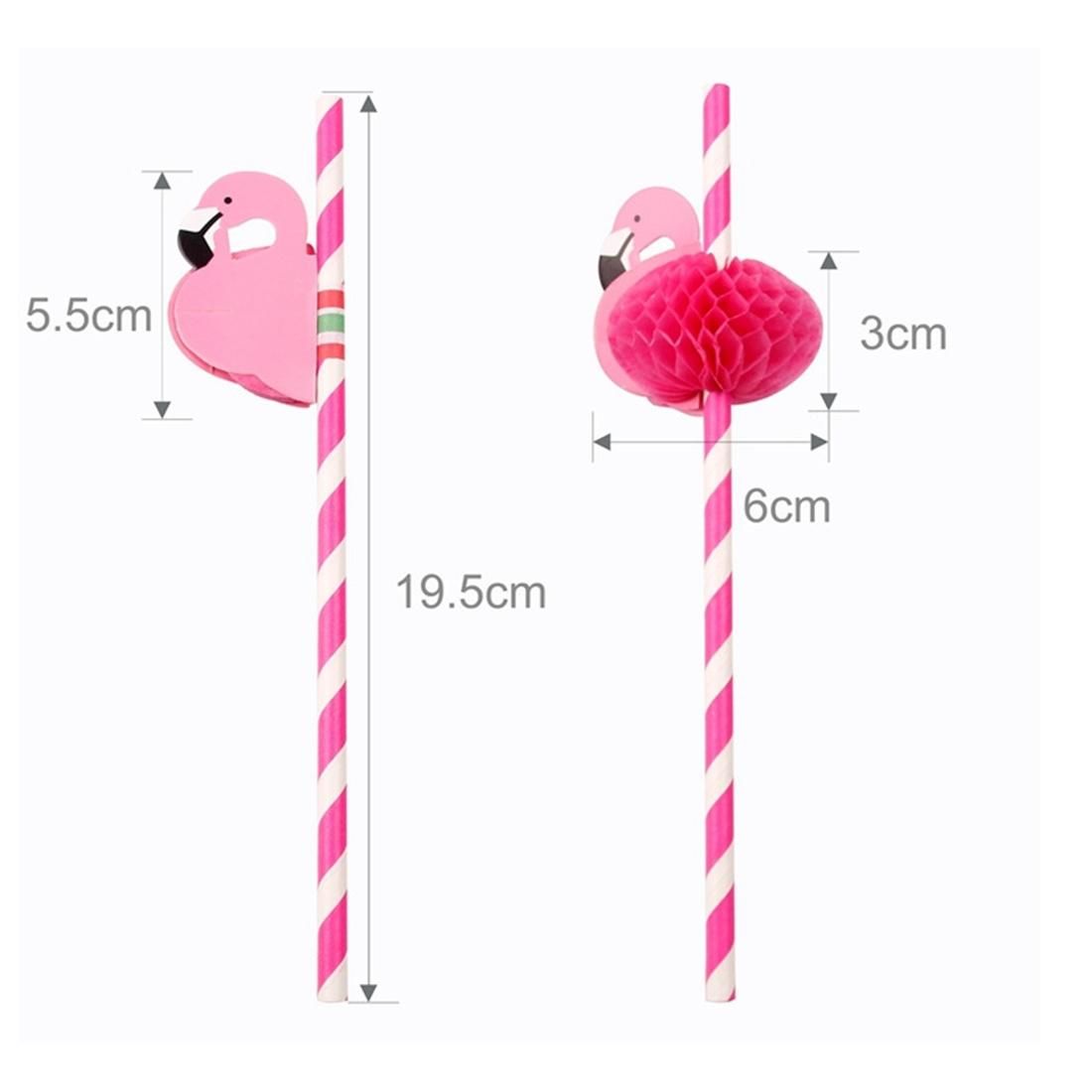 50 PCS 3D Flamingo Pink Jungle Paper Straws Birthday Wedding Party Decorations Cocktail Straw