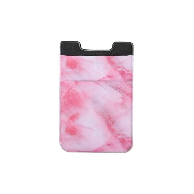 Marble Pattern Road Stretch Phone Back Plastic Card Holder Sticky Phone Clip (Red)