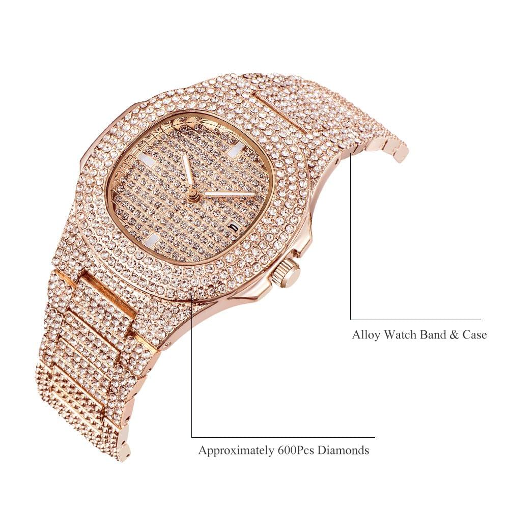 Men Business Quartz Watch Luxury Full Diamond Watches