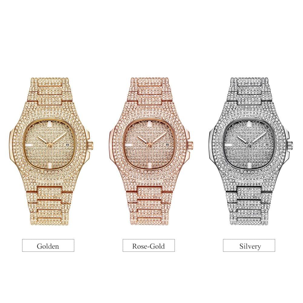 Men Business Quartz Watch Luxury Full Diamond Watches