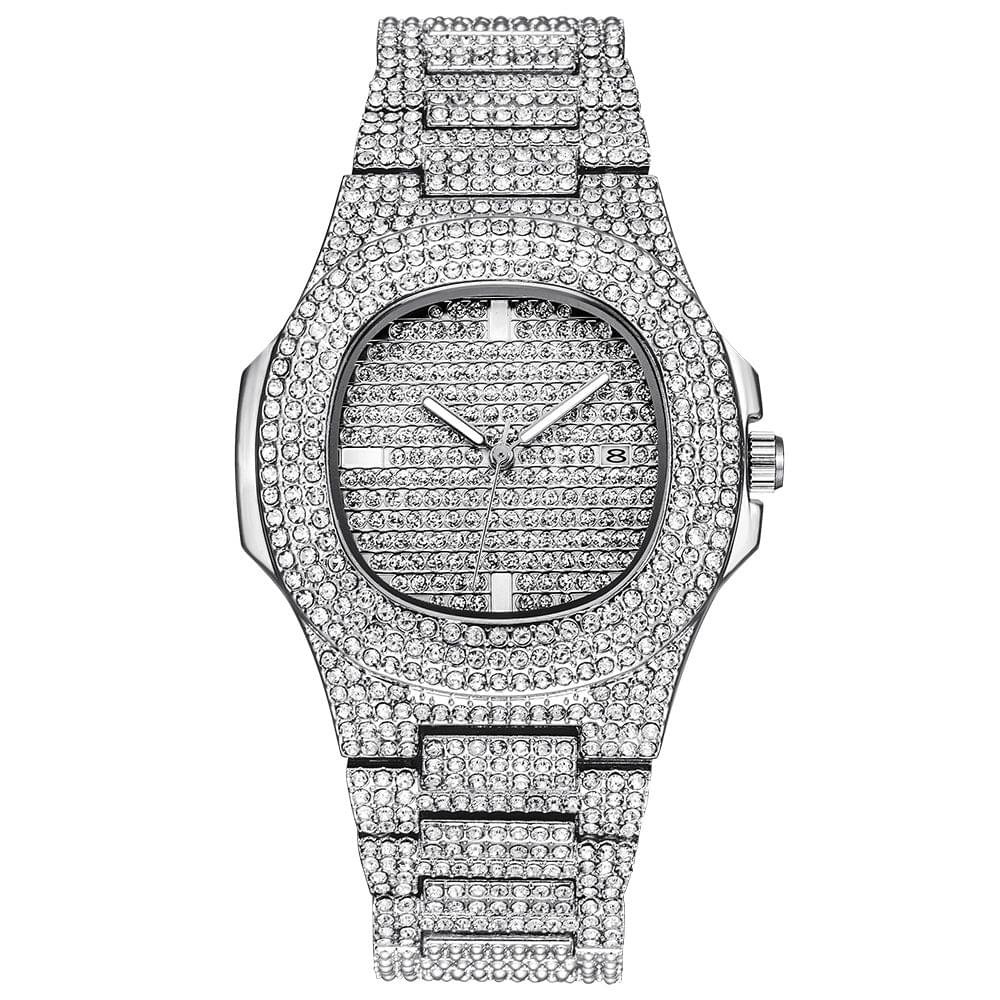 Men Business Quartz Watch Luxury Full Diamond Watches