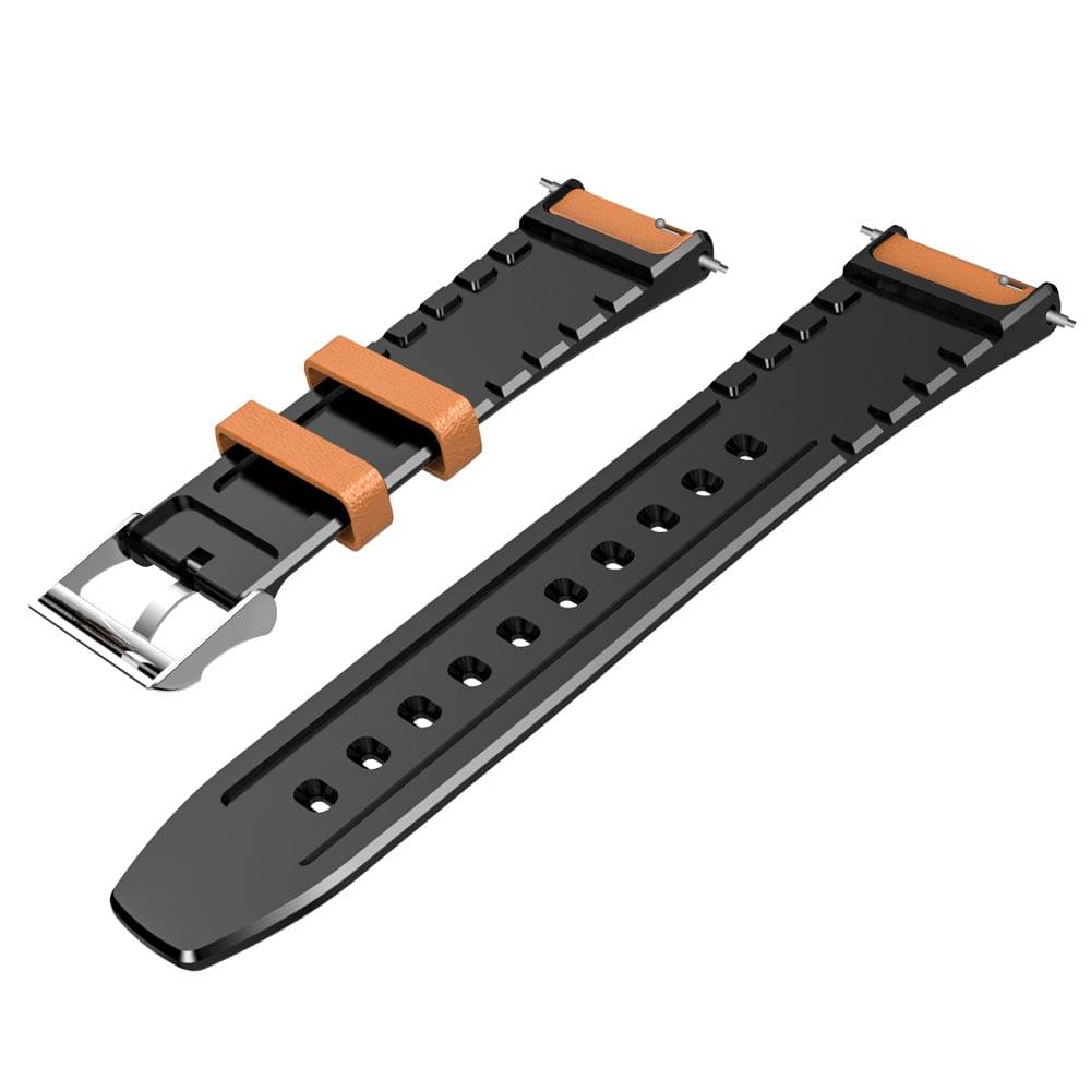 Watch Band Replacement 2.4cm Leather+Silicon Two Layer