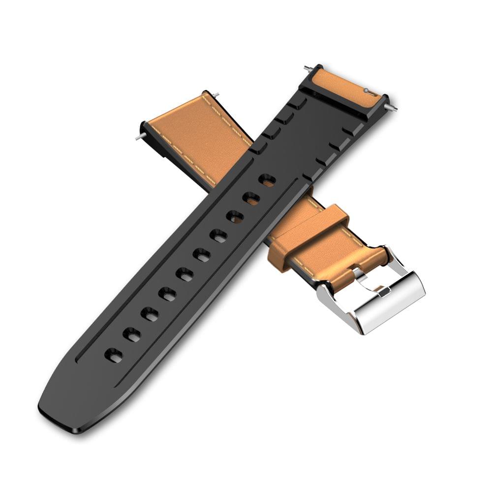 Watch Band Replacement 2.4cm Leather+Silicon Two Layer