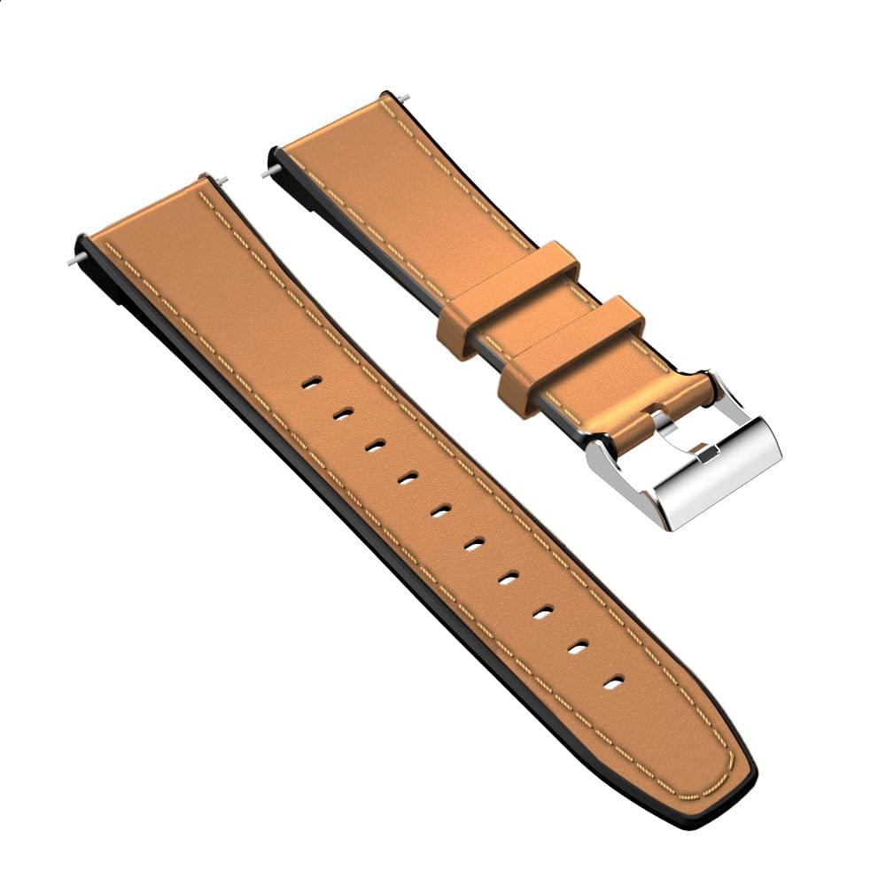 Watch Band Replacement 2.4cm Leather+Silicon Two Layer