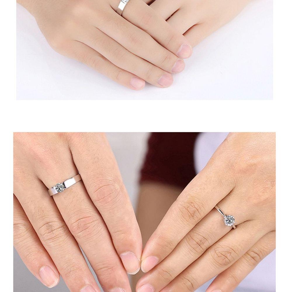 Beautiful Copper Plating White Steel Couple Ring Exquisite