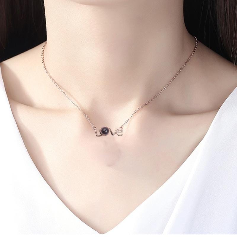 Love Memory 100 Languages I Love You Projection Love Letter Pendant Necklace (love letter rose gold)