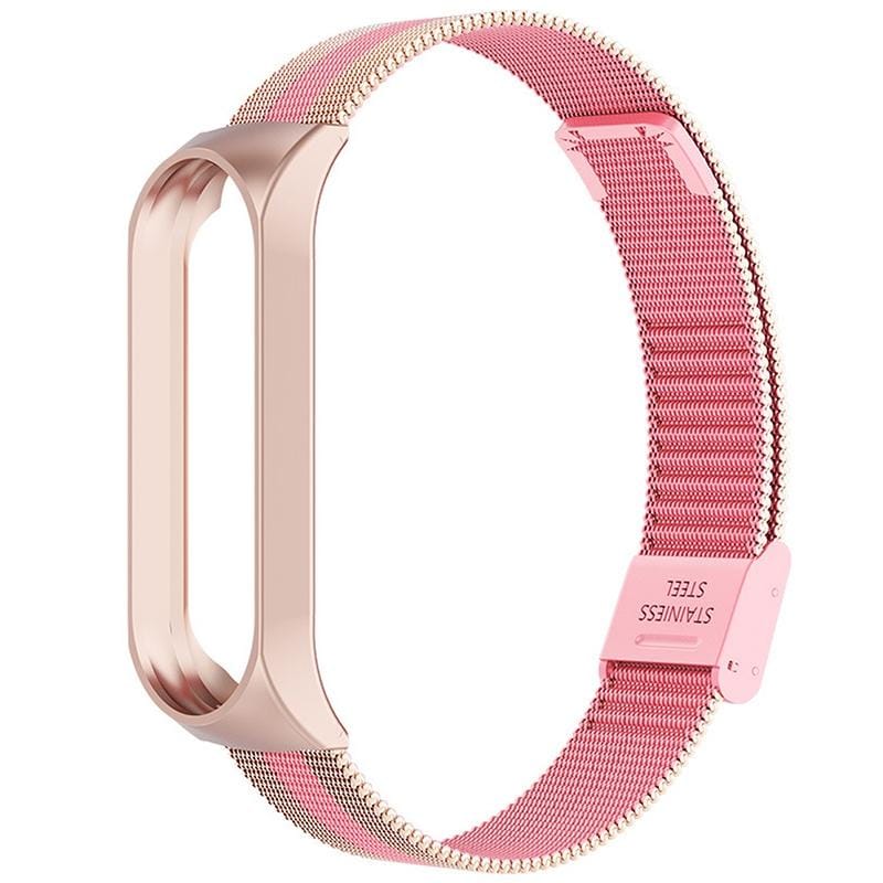 For Xiaomi Mi Band 4 / 3 Milanese Metal Replacement Strap Watchband, Color:Pink