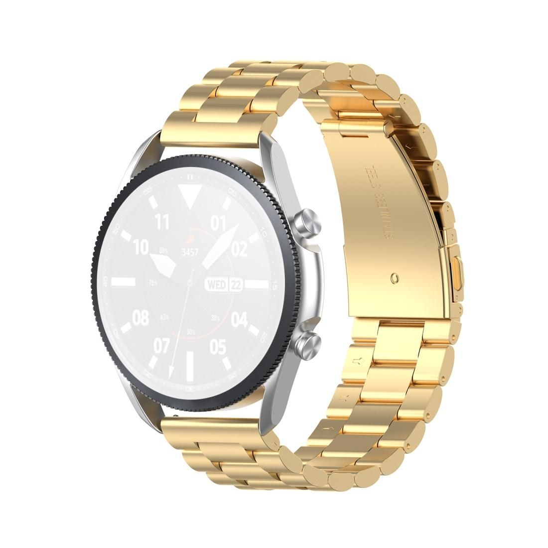 For Galaxy Watch 3 45mm Three Stainless Steel Straps Disassemble The Meter & Ears, Size: 22mm (Golden)