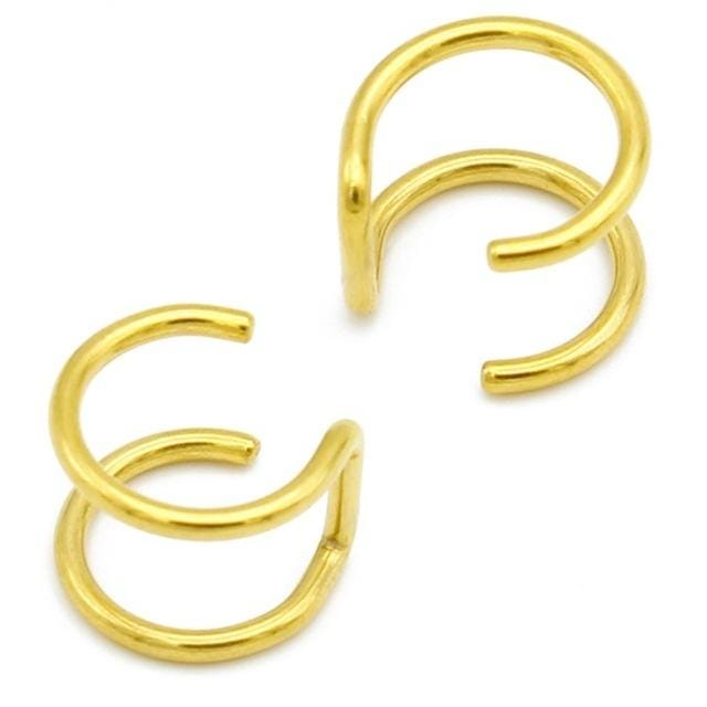 3 PCS Punk Rock Ear Clip Hollow Out U Shape Earrings Nose clip (Yellow)