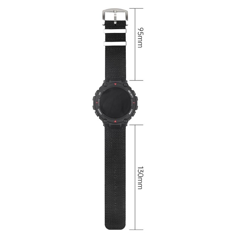 For Huami Amazfit T-Rex Nylon Square Buckle Replacement Strap Watchband with Disassembly Tool (Black)