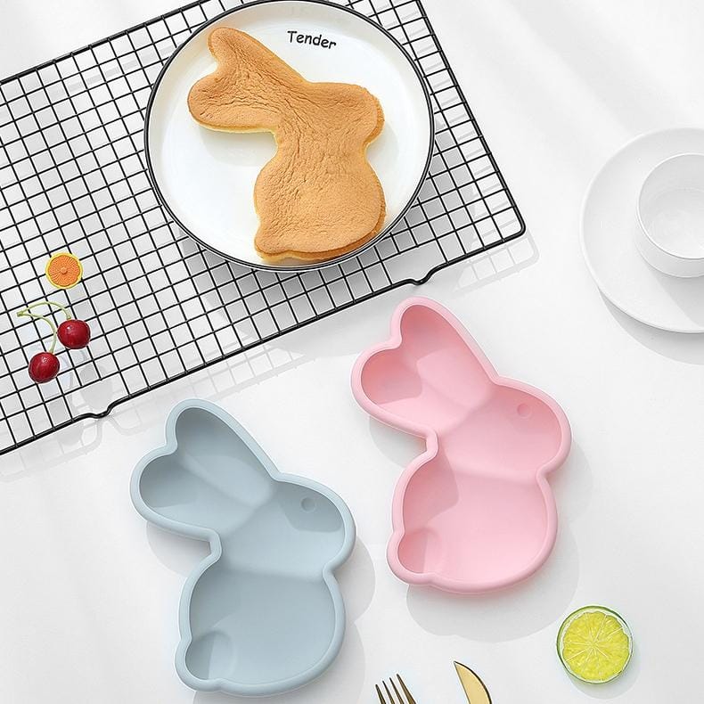 6 PCS Cartoon Animal Shape Silicone Non-cut high Temperature Baking Cake Mold, Style:Rabbit (Pink)