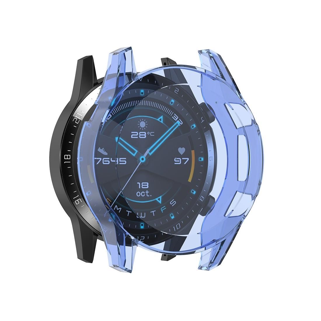 For Huawei Watch GT2 46mm Full Coverage Watch Protective Case with Screen (Transparent Blue)