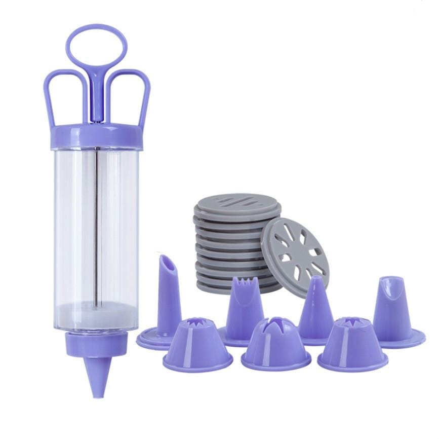 2 PCS Cookie Gun + 8 Mouth + 10 Flower Piece Set Biscuit Mold Squeeze Cream Baking Tool