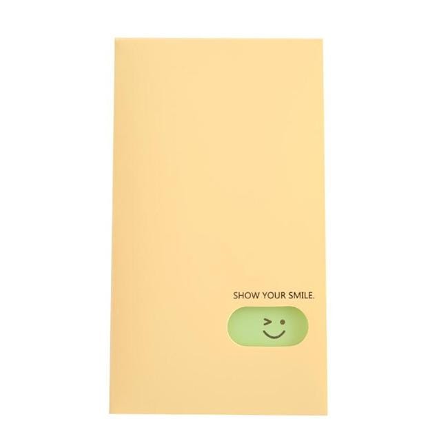 Smiley Face Pattern Portable Business Card Book Card Holder Small Card storage Book Card Sticker Collection Ticket Collection (Beige)