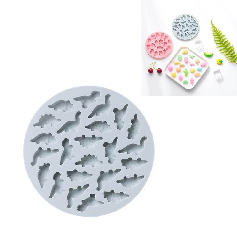 10 PCS Round Cartoon Soft Candy Jelly Steamable Silicone Mold Ice Cream Chocolate Dripping Mold, Style:Dinosaur World (Blue)