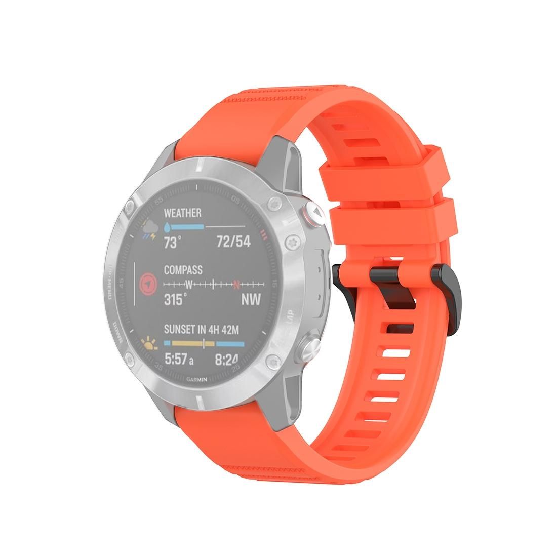 For Garmin Fenix 6 22mm Quick Release Official Texture Wrist Strap Watchband with Plastic Button (Coral Red)