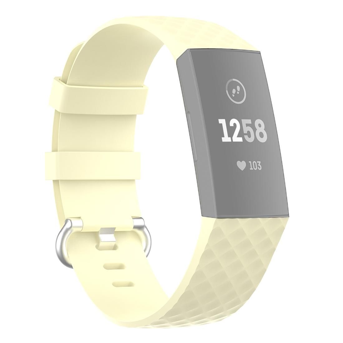 18mm Silver Color Buckle TPU Wrist Strap Watch Band for Fitbit Charge 4 / Charge 3 / Charge 3 SE, Size: S (Light Yellow)