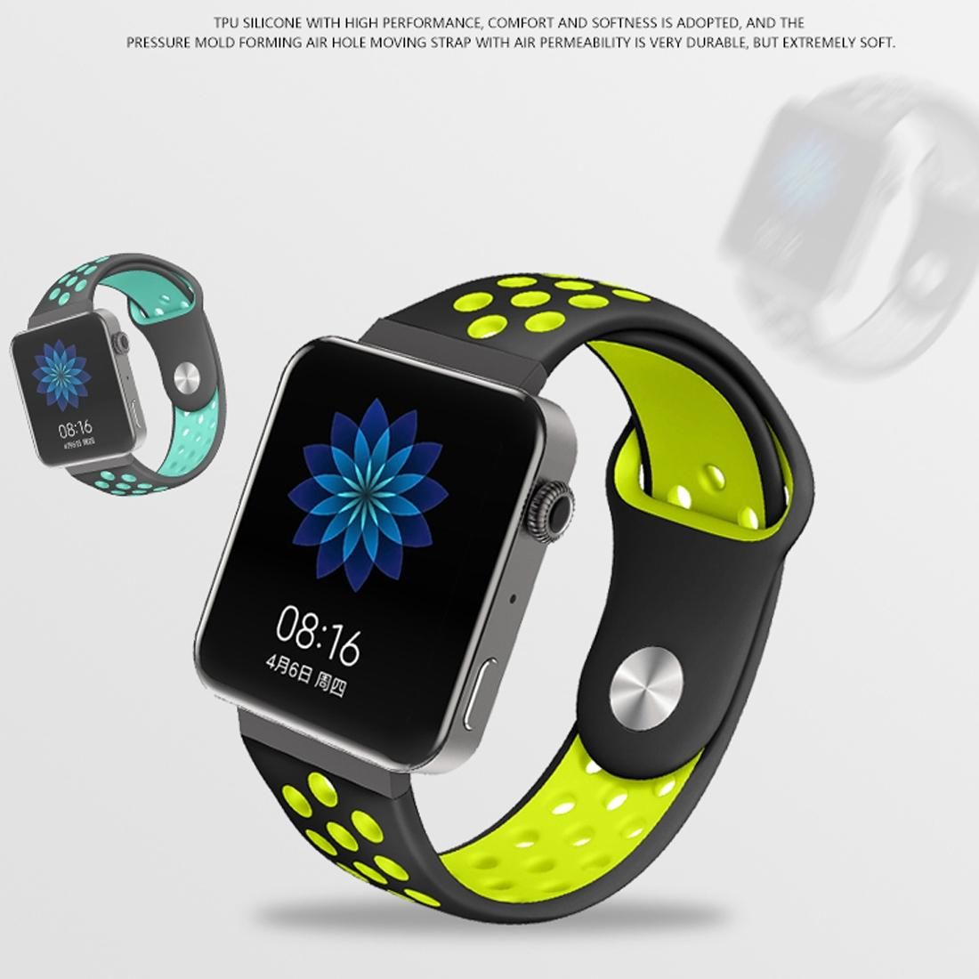 For Xiaomi Smart Watch Standard / Pride Version 18mm Two-color Silicone Replacement Strap Watchband (Blue Black)
