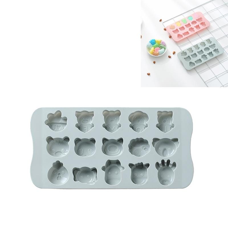 6 PCS Cartoon Animal Shape Silicone Ice Tray Chocolate Mold Household DIY Baking Tool (Blue)