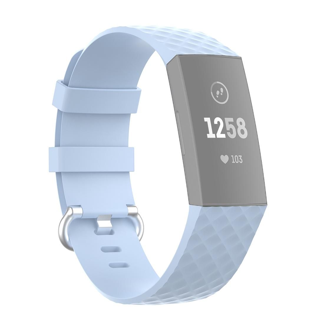 18mm Silver Color Buckle TPU Wrist Strap Watch Band for Fitbit Charge 4 / Charge 3 / Charge 3 SE, Size: L (Light Blue)