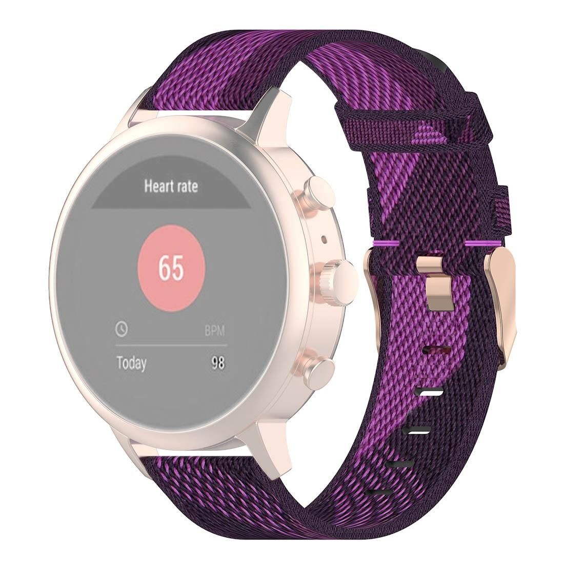 18mm Stripe Weave Nylon Wrist Strap Watch Band for Fossil Female Sport / Charter HR / Gen 4 Q Venture HR (Purple)